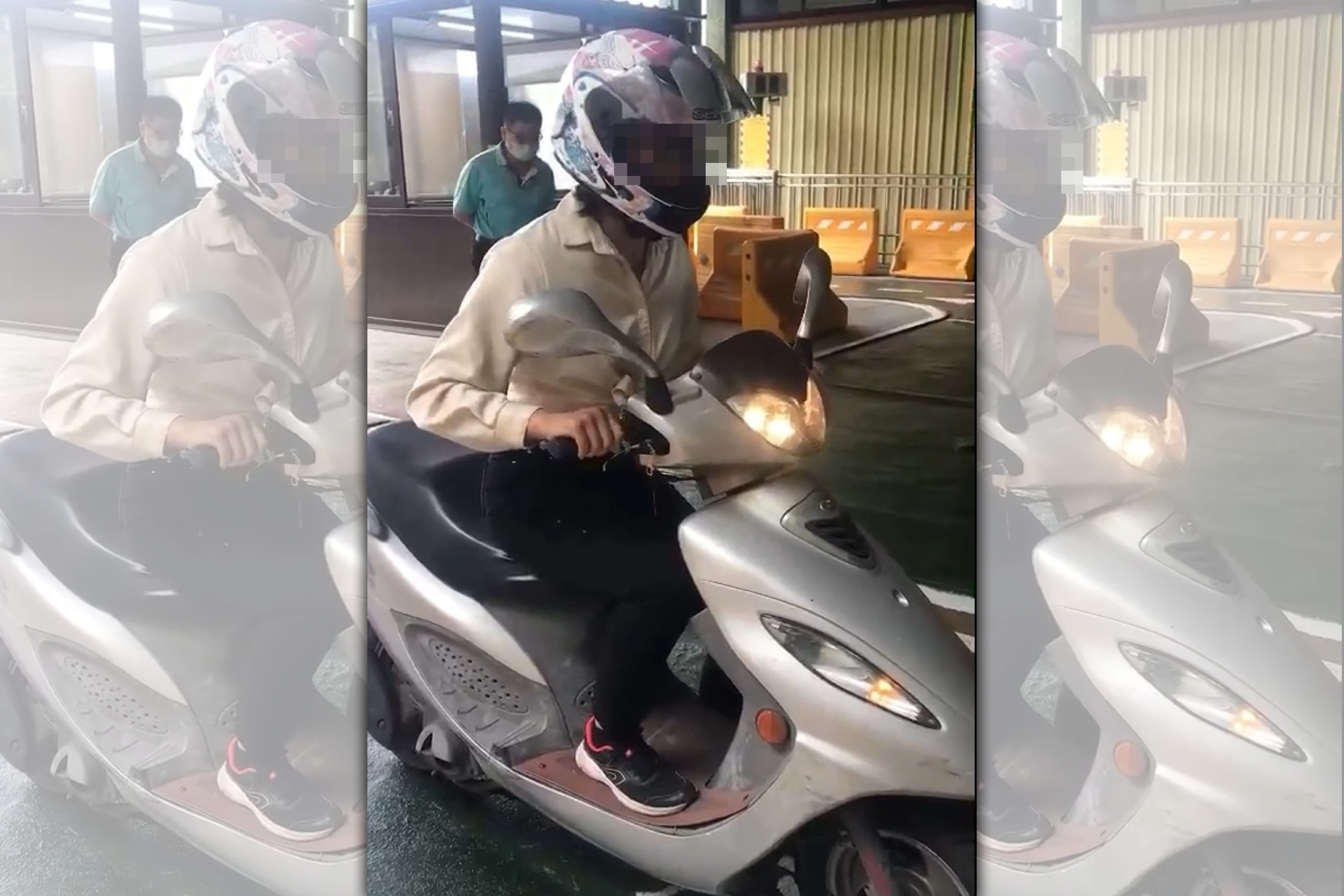 陸軍六軍團陳姓女兵路考3次，最終仍是「撞牆」失去駕照資格。（翻攝畫面）