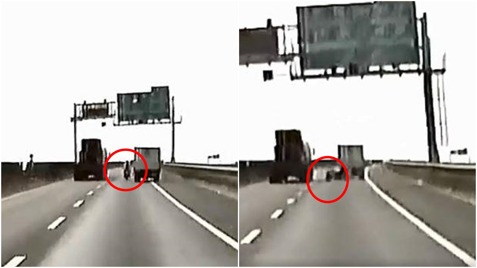 水產行老闆26日在快速道路上惡意超車、碰撞重機車頭，導致重機騎士摔車。（翻攝自臉書社團「爆料公社」）