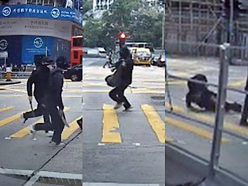 10秒搶走港幣500萬（約新台幣1,872萬元）！部分犯罪過程被路過民眾的行車紀錄器拍下。（翻攝畫面）
