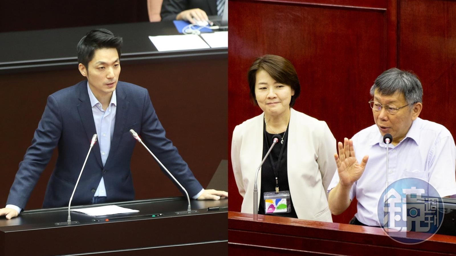 台北市長柯文哲（右1）被爆出，當著副市長黃珊珊（右2）的面，邀請藍委蔣萬安吃飯。（本刊資料照）