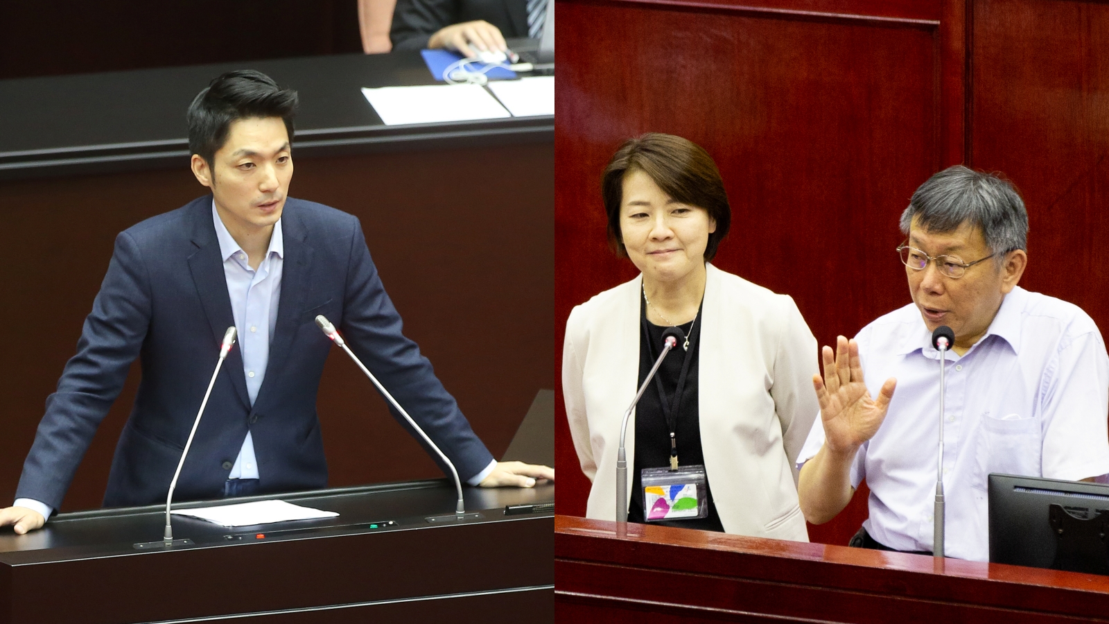 台北市長柯文哲（右1）被爆出，當著副市長黃珊珊（右2）的面，邀請藍委蔣萬安吃飯。（本刊資料照）