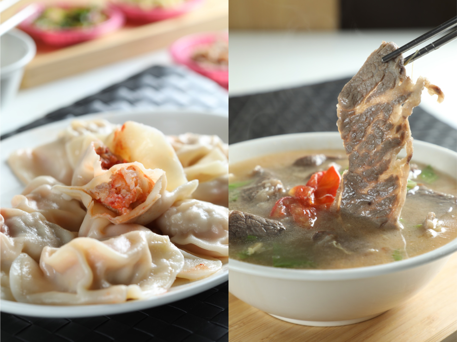 「楊記水餃」的「超三鮮水餃」包進紅蟳、干貝、蝦仁，「霜降招牌湯」以全雞、梅花豬肉和大量蔬果熬成，痛風指數破表。