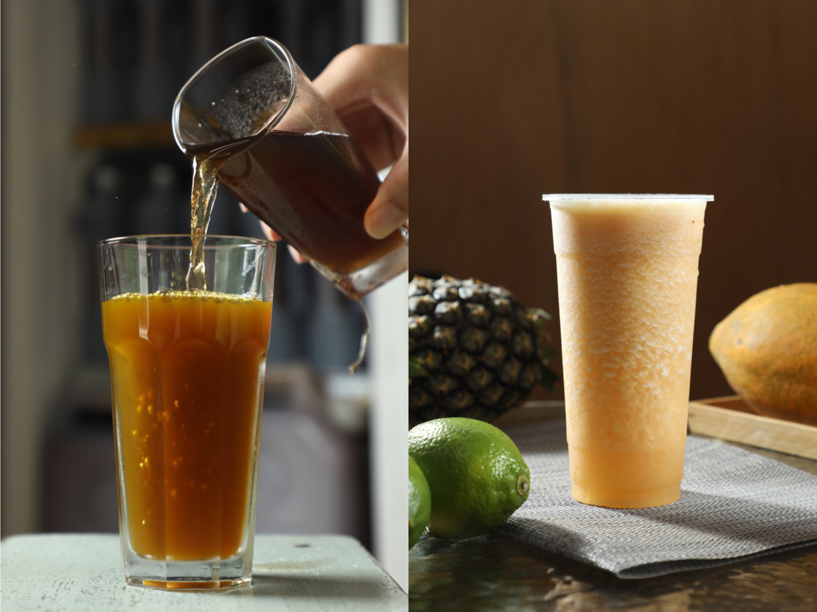 嘉義涼茶店「國際青草茶」有個特殊點法，能混搭苦茶和青草茶。「羅山三味果汁」把檸檬、鳳梨、木瓜打成綜合果汁，喝起來竟然像養樂多。