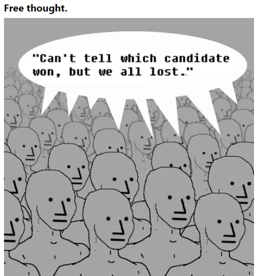 「分不出來誰贏了辯論，但我們（人民）全輸了。」（翻攝自9GAG）