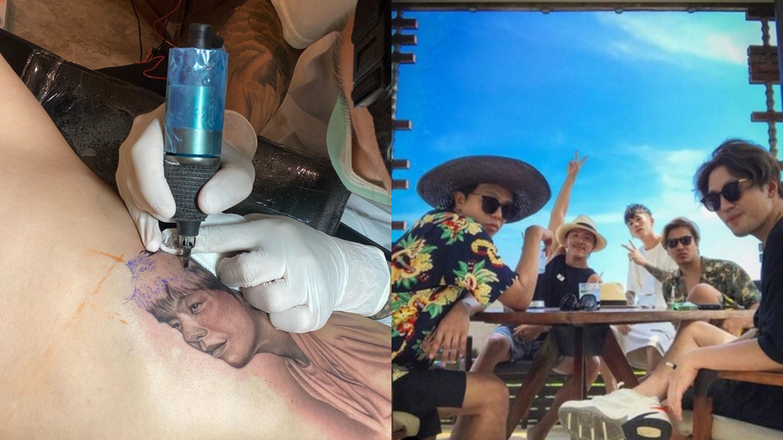 小鬼妹夫同時也是小鬼自創潮牌設計師，兩人感情深厚，妹夫把小鬼刺在身上。（圖片來源：IG @AES_SAM）