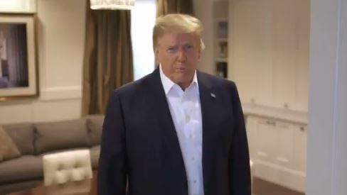 美國總統川普Twitter更新影片，透露給支持者小驚喜。（翻攝自川普Twitter）