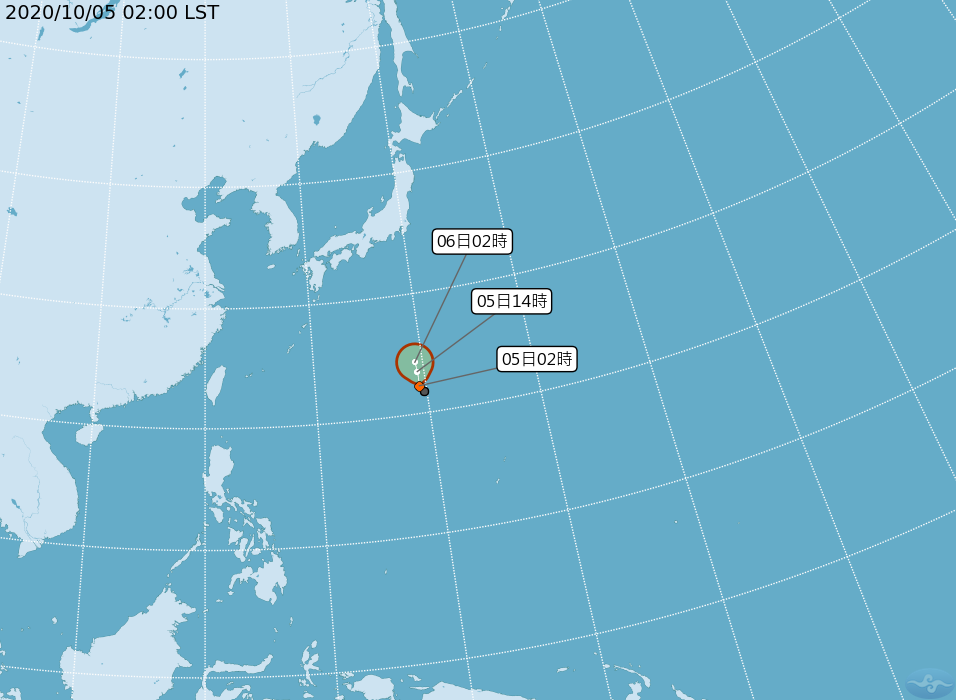 台灣東邊海面上，有個熱帶性低氣壓正在發展中。（翻攝中央氣象局網站）