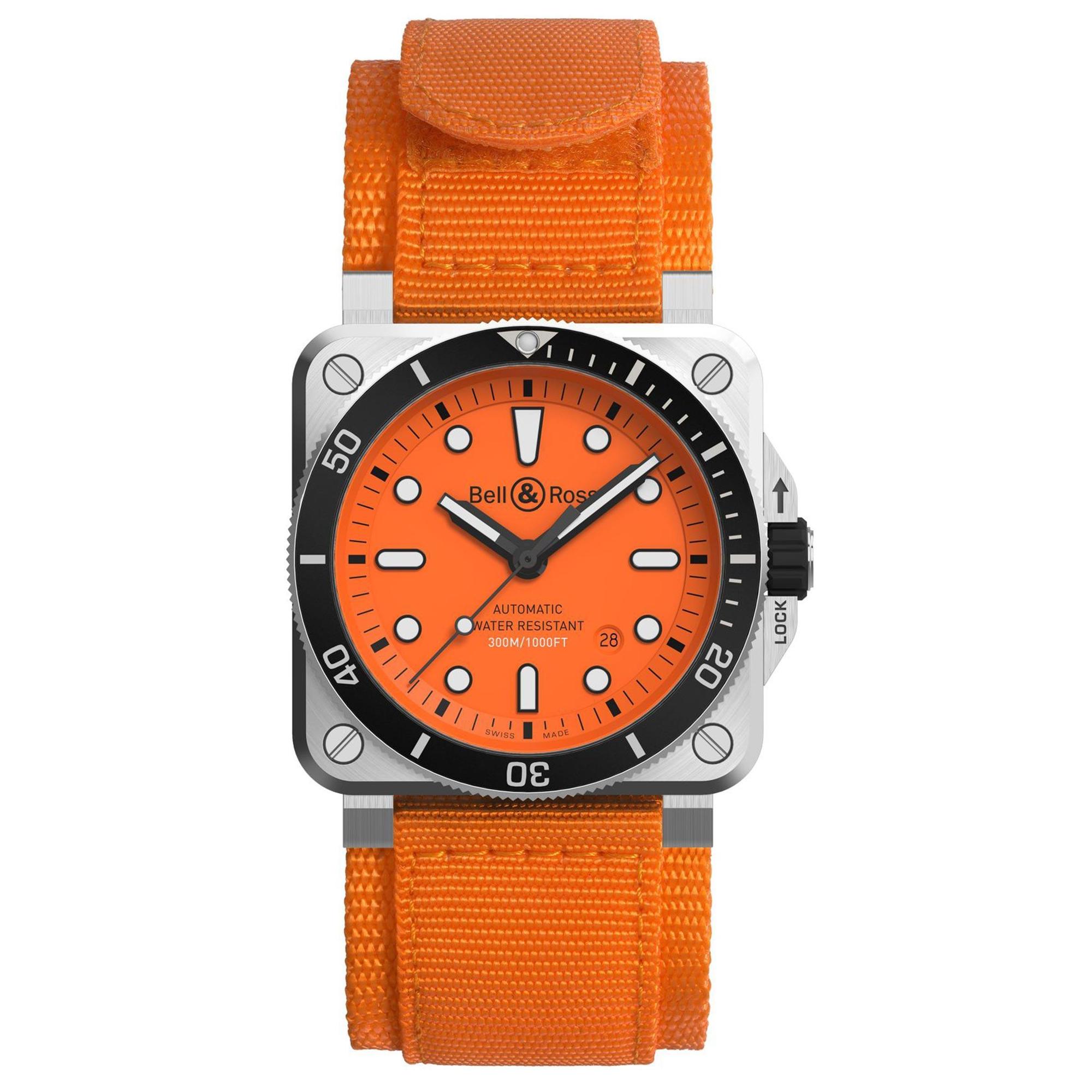 BELL&ROSS近幾年潛水錶主力BR 03-92 Diver,此次推出橘色限量版本,全球限量250只,定價NT$123,000。