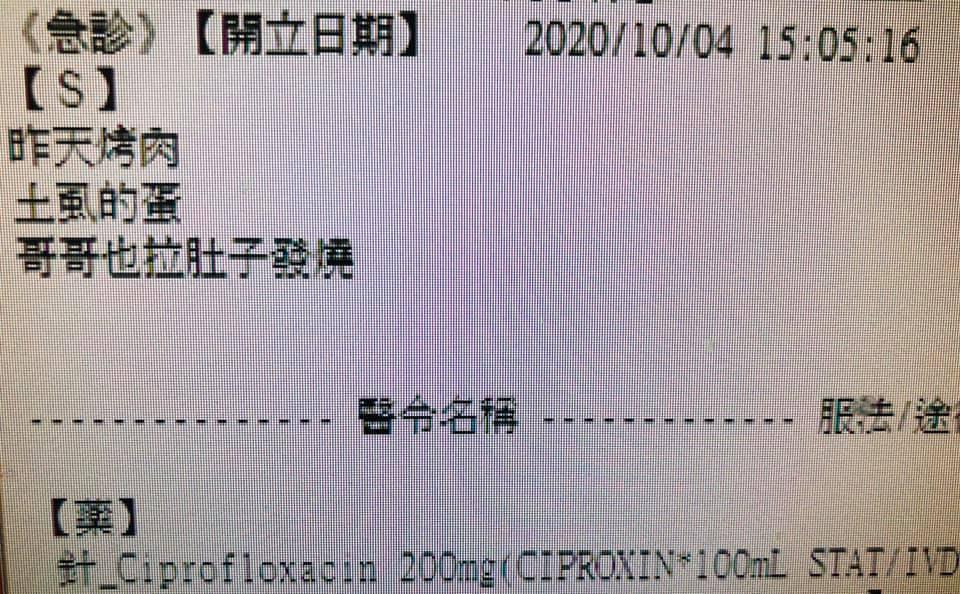 對於病患自述吃下「土虱的蛋」後拉肚子,白永嘉醫師疑惑表示,「土虱的蛋是什麼?怎麼以前從來沒烤過……」。(翻攝自急診醫師的眼睛臉書粉專)