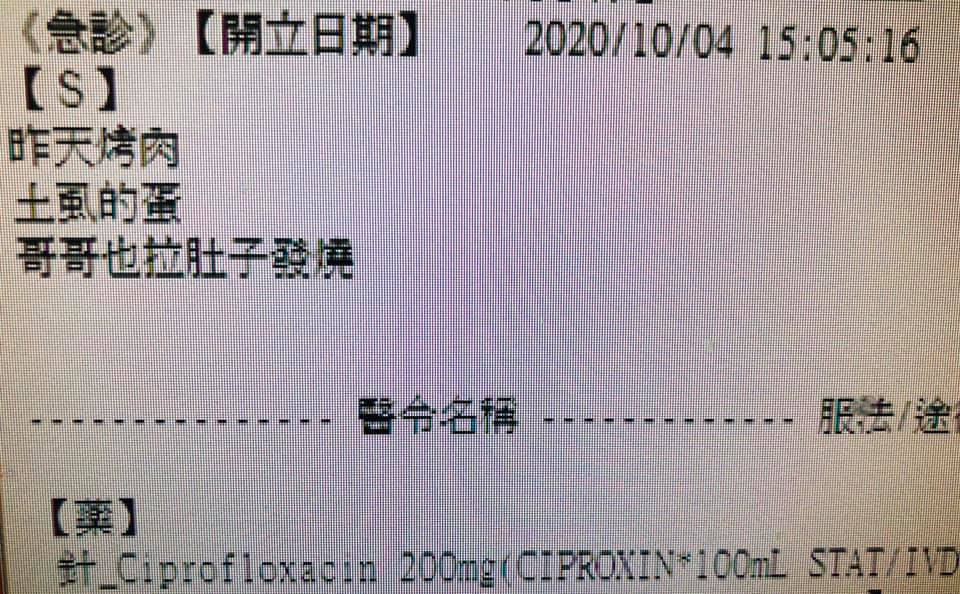 對於病患自述吃下「土虱的蛋」後拉肚子，白永嘉醫師疑惑表示，「土虱的蛋是什麼？怎麼以前從來沒烤過……」。（翻攝自急診醫師的眼睛臉書粉專）