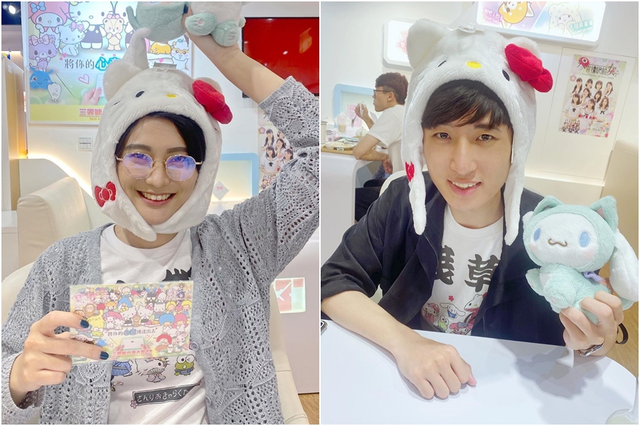 賴品妤昨（4日）深夜在IG曬出與曾玟學一系列出遊照，照片中2人分別戴上Hello Kitty的帽子，手中還拿著玩偶對鏡頭賣萌。（翻攝自賴品妤IG）