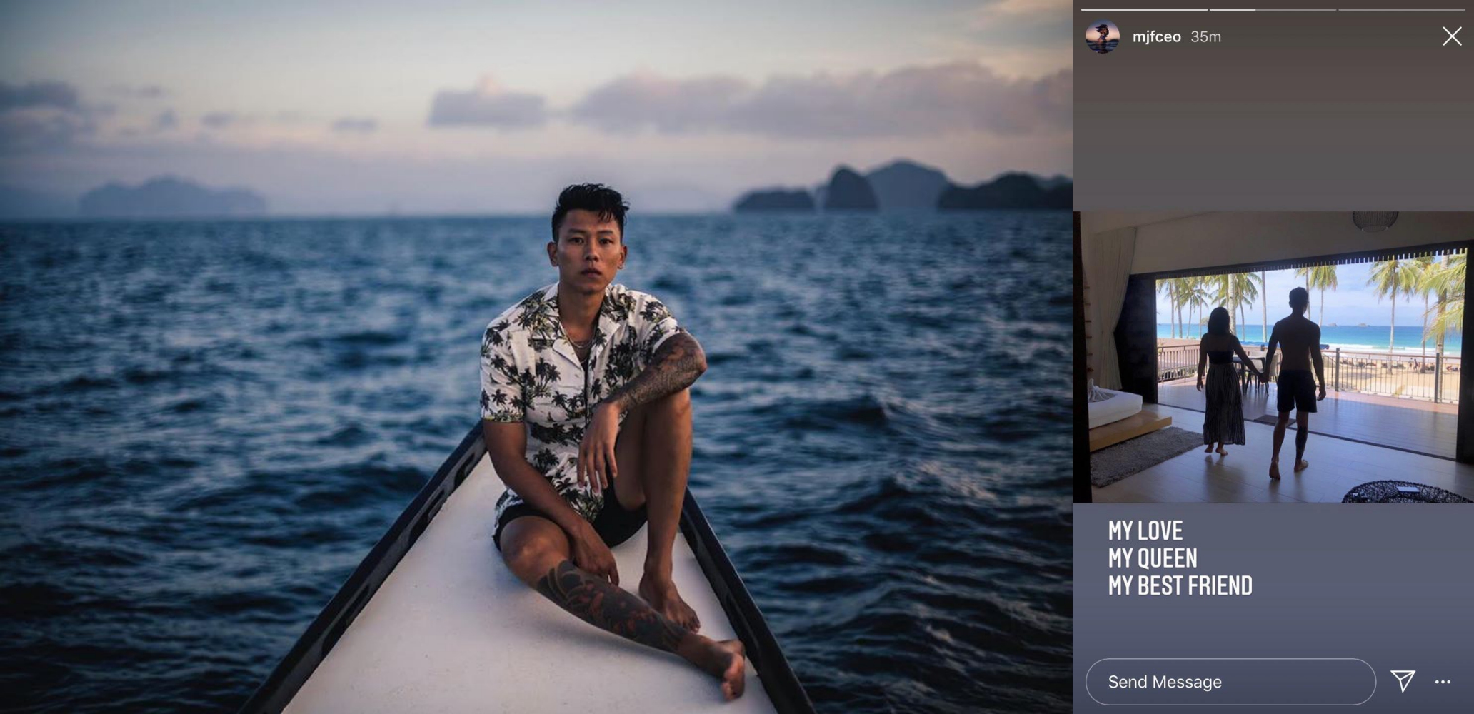 瘦子大方認愛，說女友是「My Love!My Queen!My Best Friend!」（翻攝自瘦子IG）