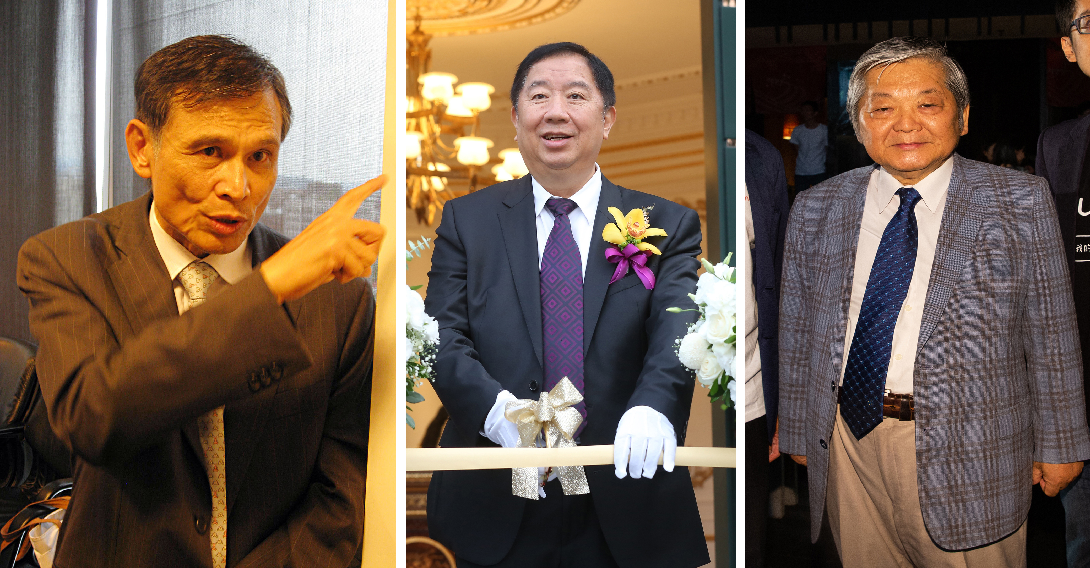 市場派林文淵找來相熟的京城銀行董座戴誠志（左）、京城建設董座蔡天贊（中）、洛碁飯店創辦人謝憲治等人奧援。（資料照）