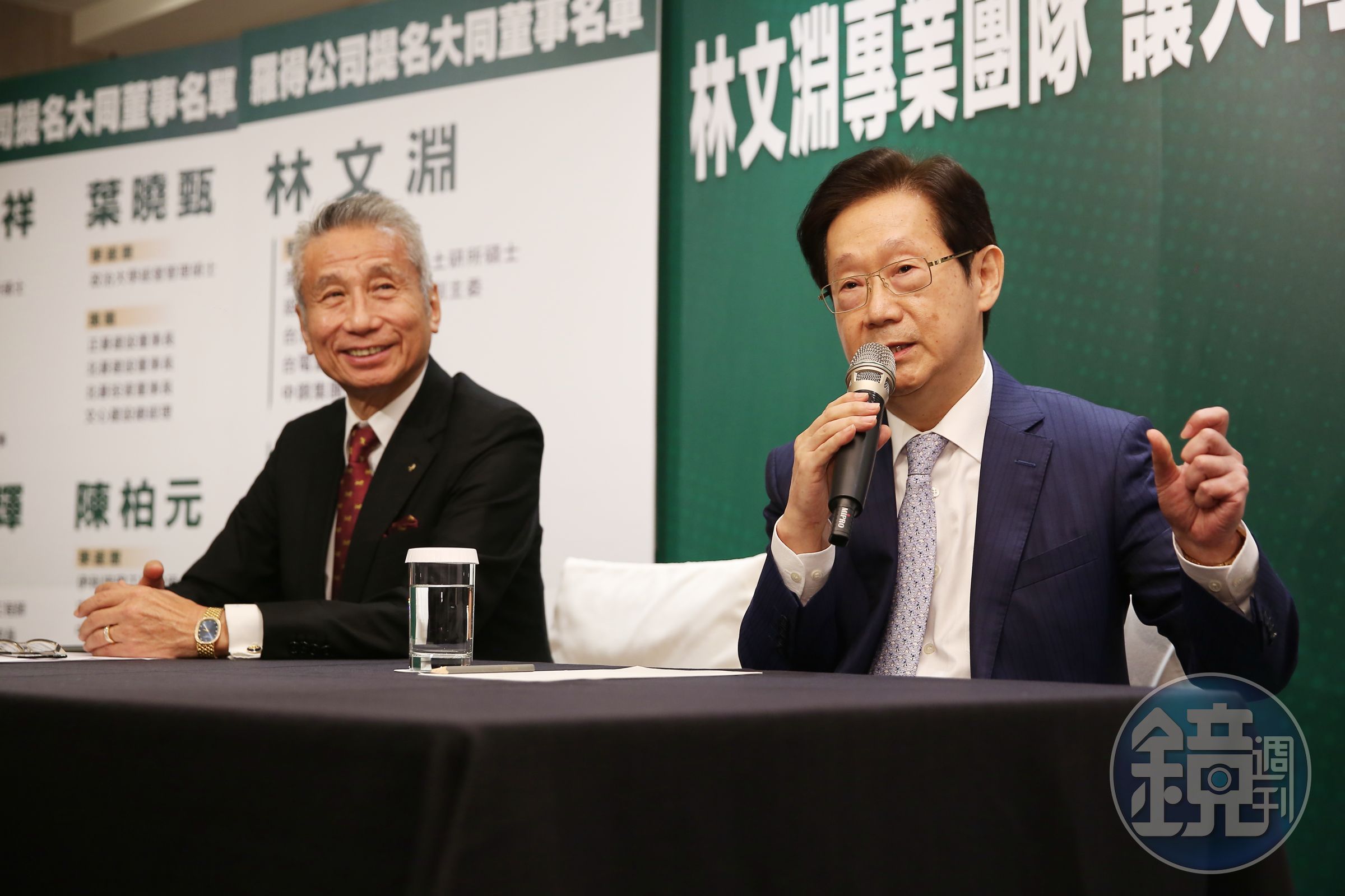 大同經營權大戰進入白熱化，市場派主帥王光祥（左）找來政商人脈豐沛的林文淵（右），引外力對抗公司派。
