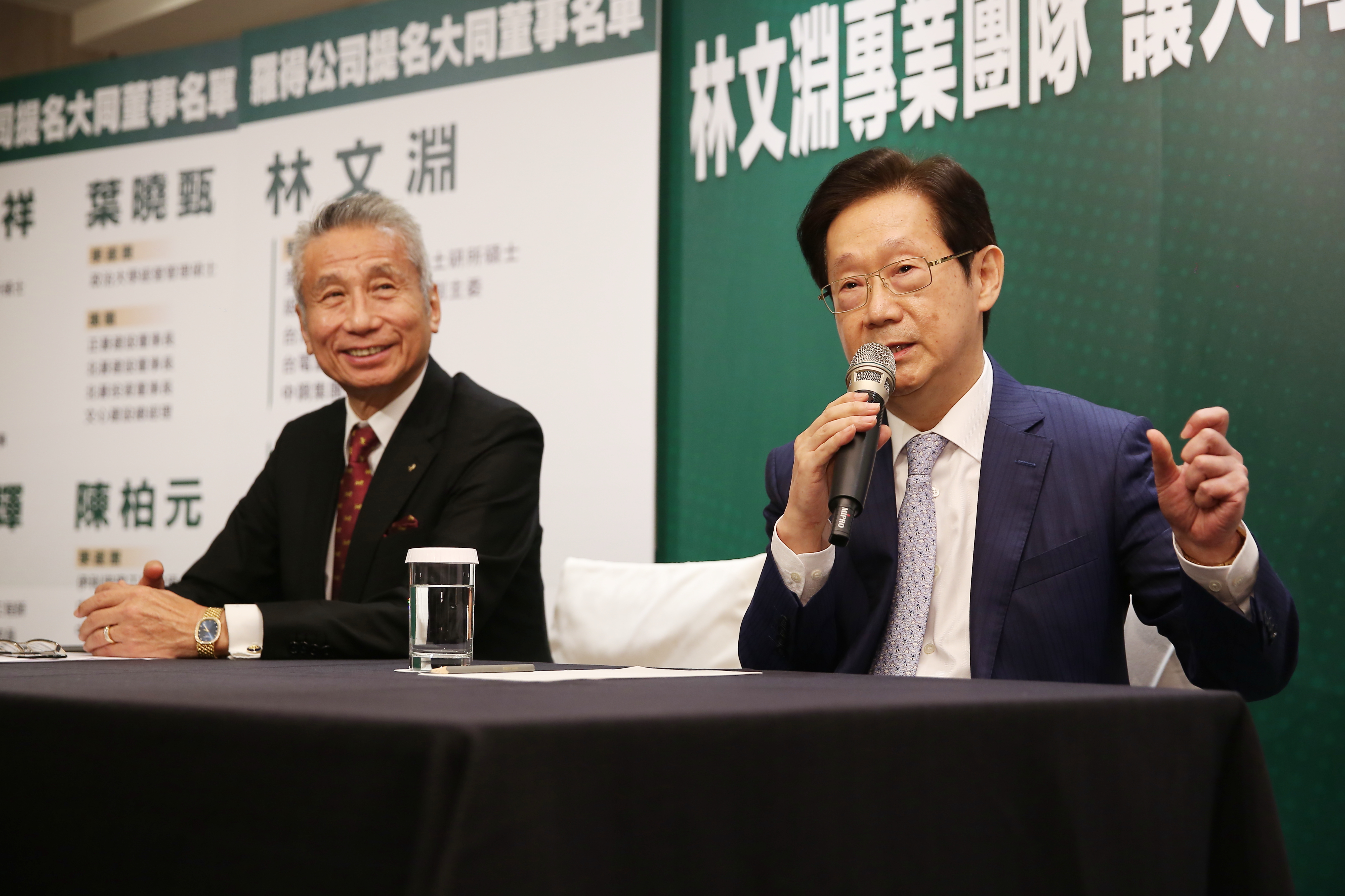 大同經營權大戰進入白熱化，市場派主帥王光祥（左）找來政商人脈豐沛的林文淵（右），引外力對抗公司派。