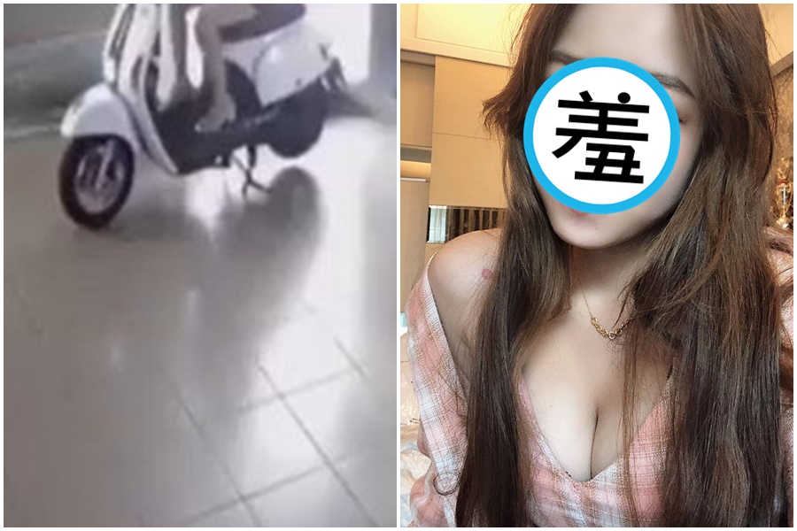 小隻馬正妹怨同事為節省空間幫她機車立中柱，戳中網友笑點加上高顏值，意外爆紅。（翻攝自「爆怨公社」臉書社團、147_lin IG）