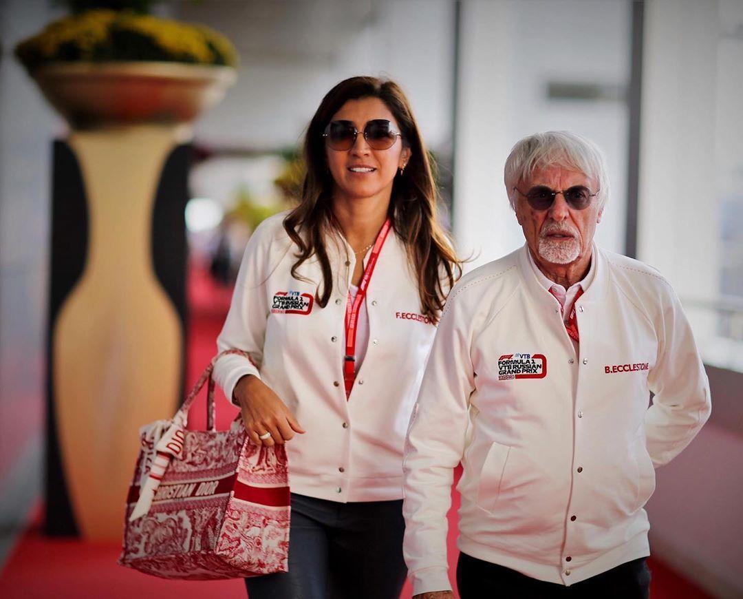 F1教父伯尼（右）89歲喜獲麟兒，他欣慰地說，自己走後兒子可以代替他陪伴妻子（左）。（翻攝自fabianaecclestone IG）