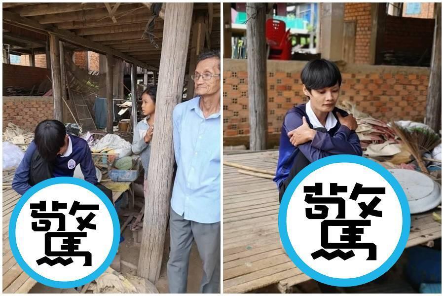 27歲柬埔寨男子邦特6歲時被蚊蟲叮咬不慎感染,導致左腿腫成「象腿」。(圖源:ទ្រី ដាណា Dana Try臉書)