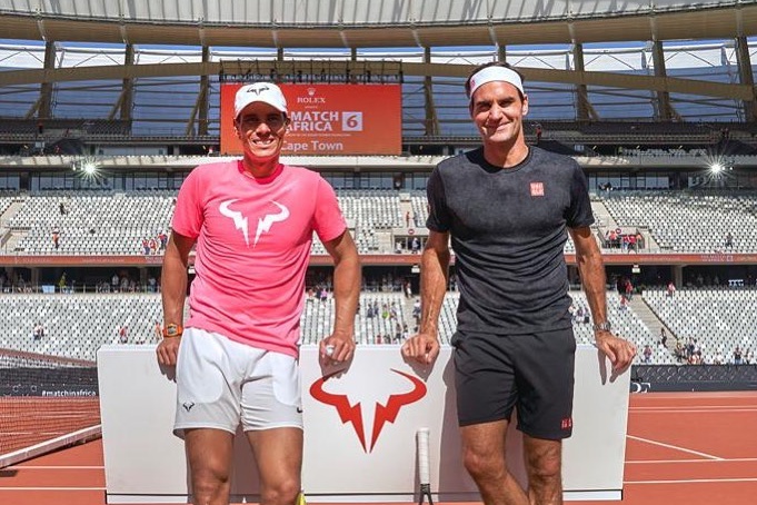 蠻牛拿下生涯第20座大滿貫金盃追平自己紀錄，費德勒比好友更開心。（翻攝自Roger Federer粉絲專頁）