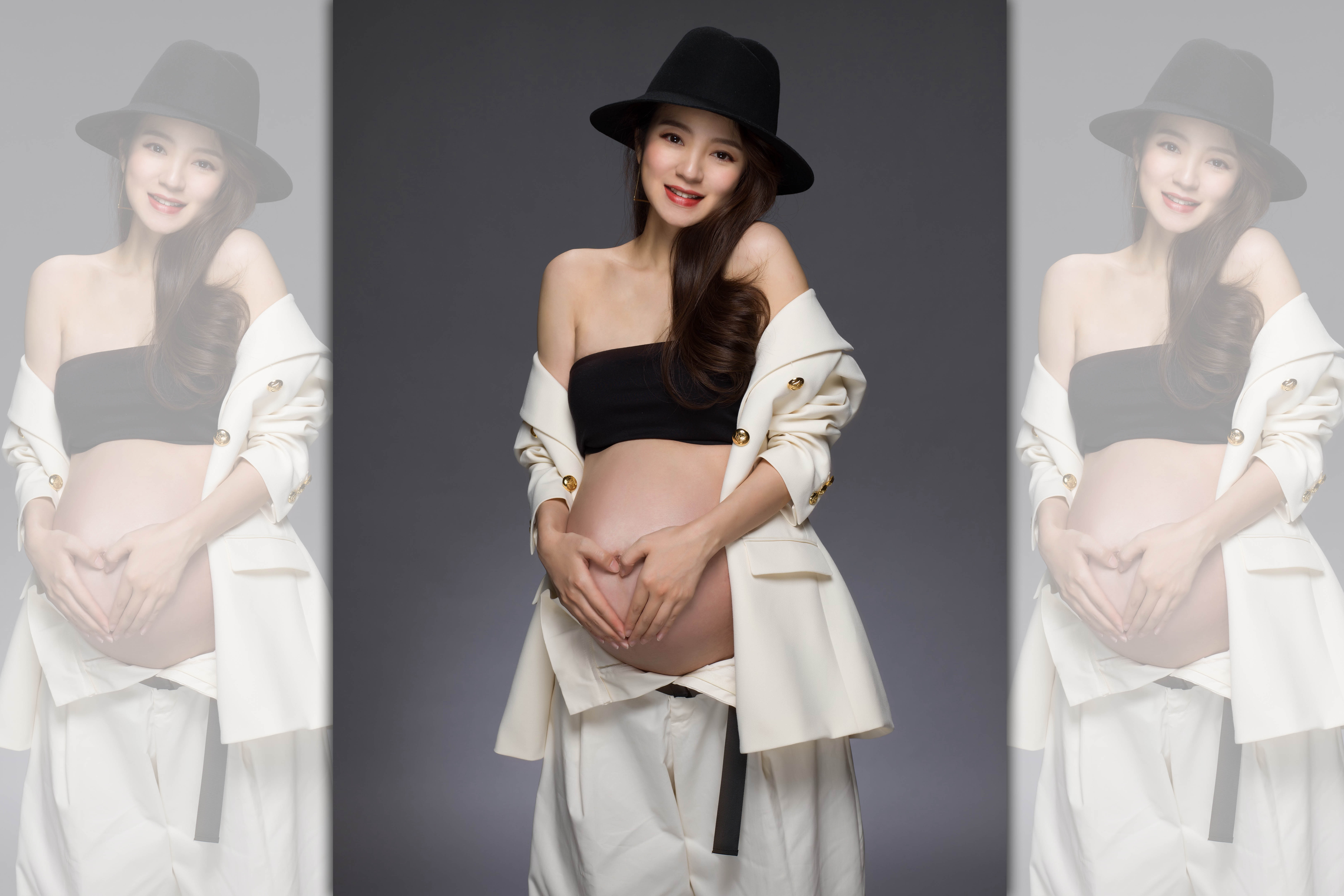 剛過40歲的安以軒，雖然處於懷孕中，但身材依舊維持很好、四肢纖細。（翻攝自安以軒微博）