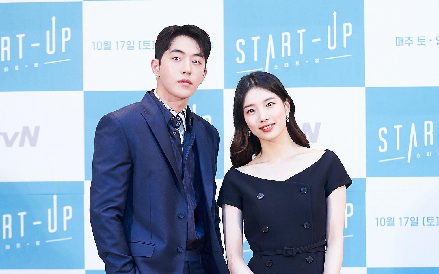 秀智與南柱赫出席新戲《Start-Up:我的新創時代》記者會。(Netflix提供)