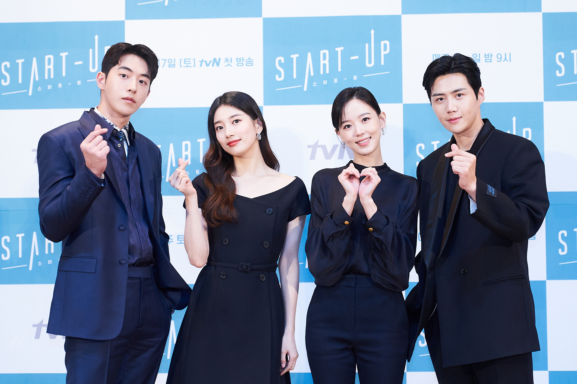 南柱赫（左起）、秀智、姜漢娜與金宣虎將在《Start-Up：我的新創時代》展現挑戰新創產業的故事。（Netflix提供）