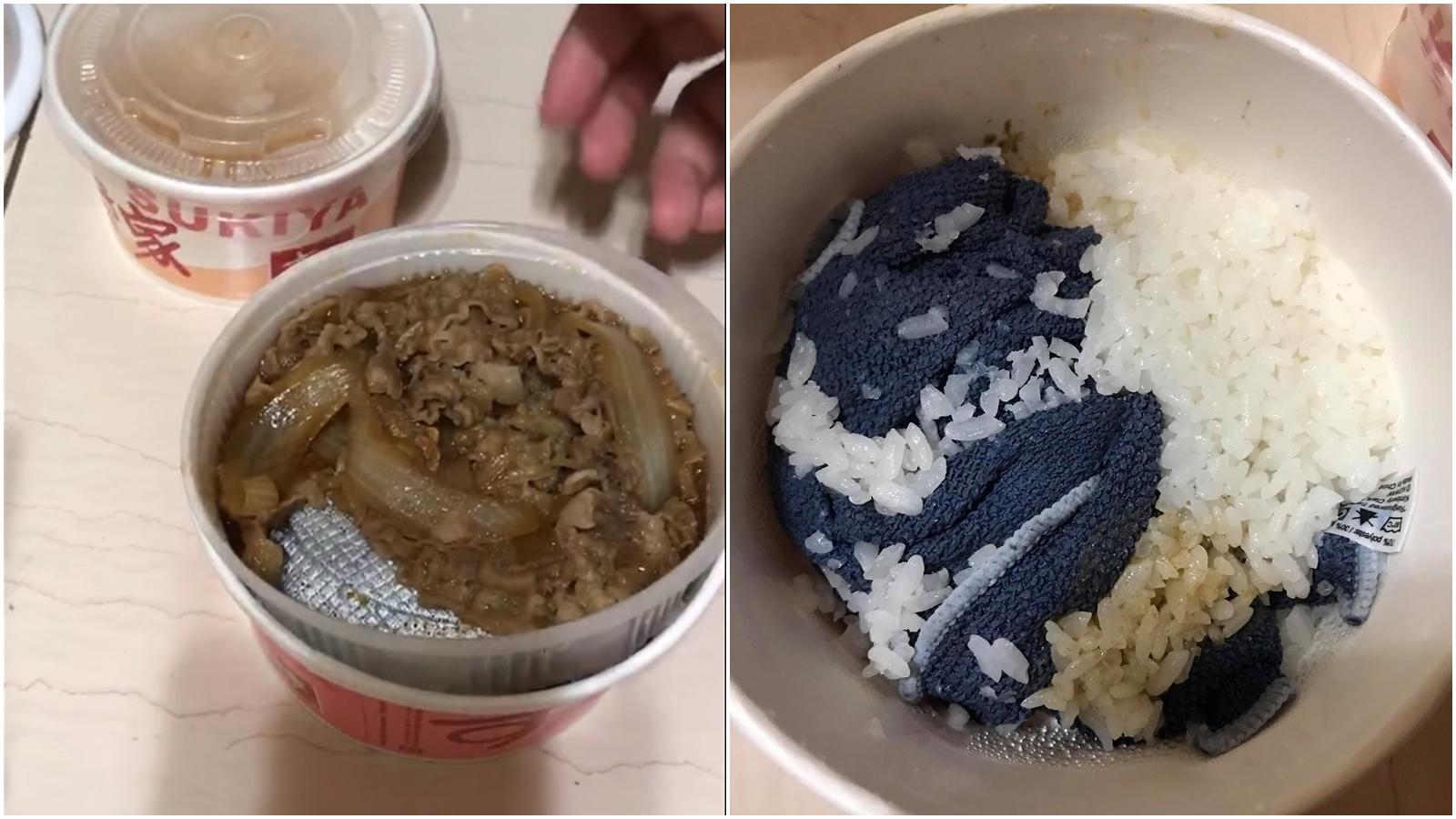 一名女網友分享不愉快的叫外送經驗,她的餐點抵達後竟摻有「抹布」,讓她相當傻眼。(合成圖,翻攝自爆怨公社臉書)