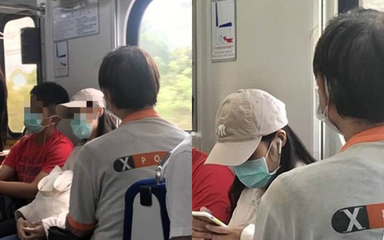 一名女網友日前搭乘火車時被隔壁一名阿伯乘客騷擾。（翻攝畫面）