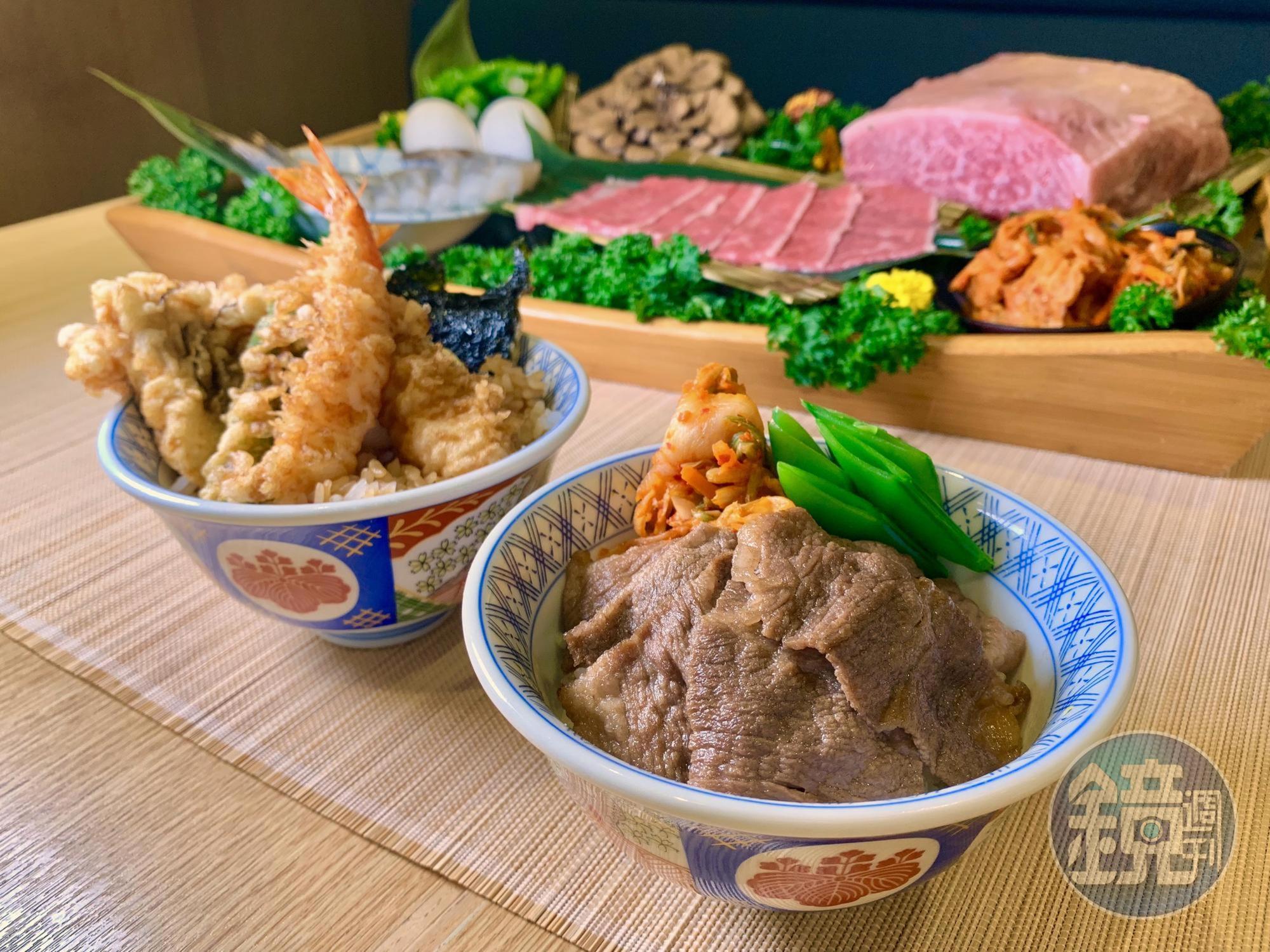 「金子半之助」近期與知名頂級燒肉品牌「老乾杯」聯手,推出「日本和牛雙饗丼」。(520元/每份有2款丼飯)