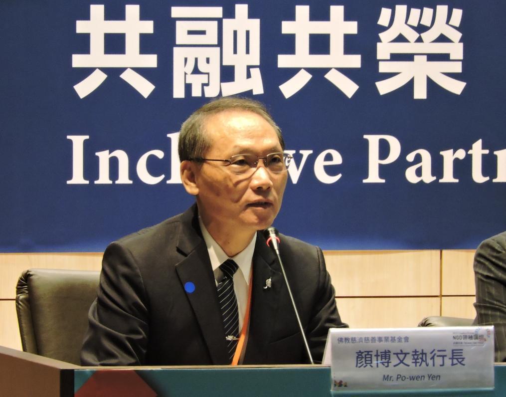 慈濟基金會執行長顏博文提出蔬食防疫理念。(慈濟基金會提供)