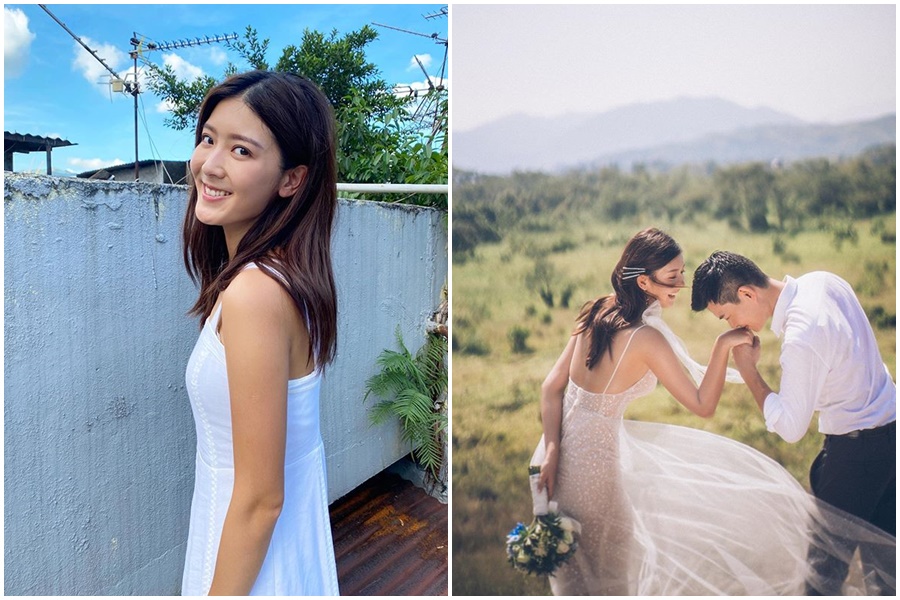 余香凝在5月時表示單身，昨（13日）卻突然宣布閃婚，還曬出婚紗照。（翻攝自余香凝IG）