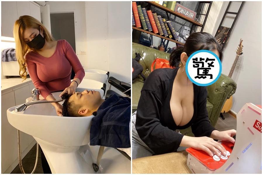 「洗頭妹」麵包小姐姐因傲人上圍爆紅，任職的髮廊也變得超難預約。（翻攝自「麵包小姐姐」臉書）