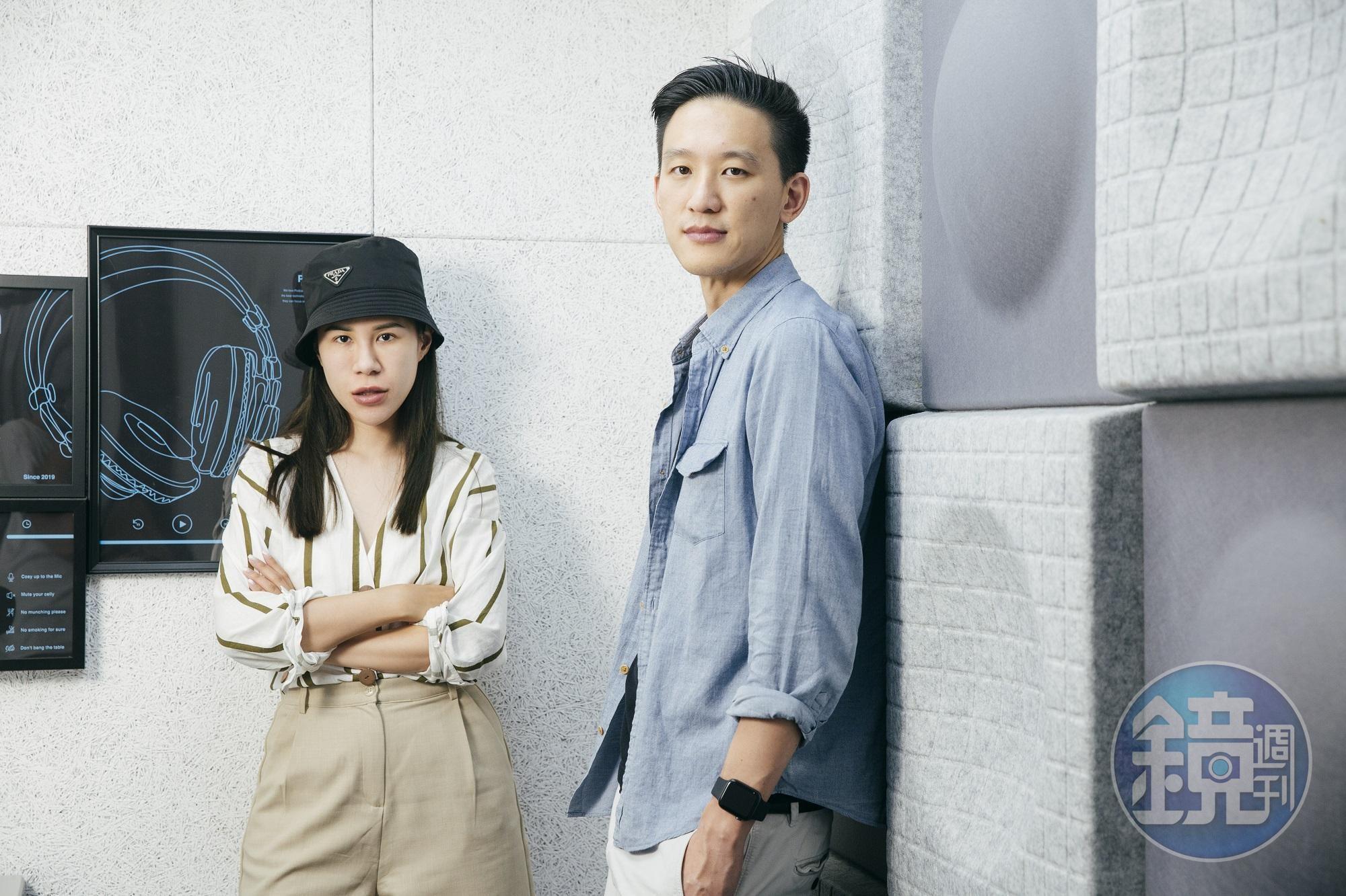 顧立楷（右）創辦本土Podcast平台「SoundOn」，找來人氣網紅丹妮婊姐合作。