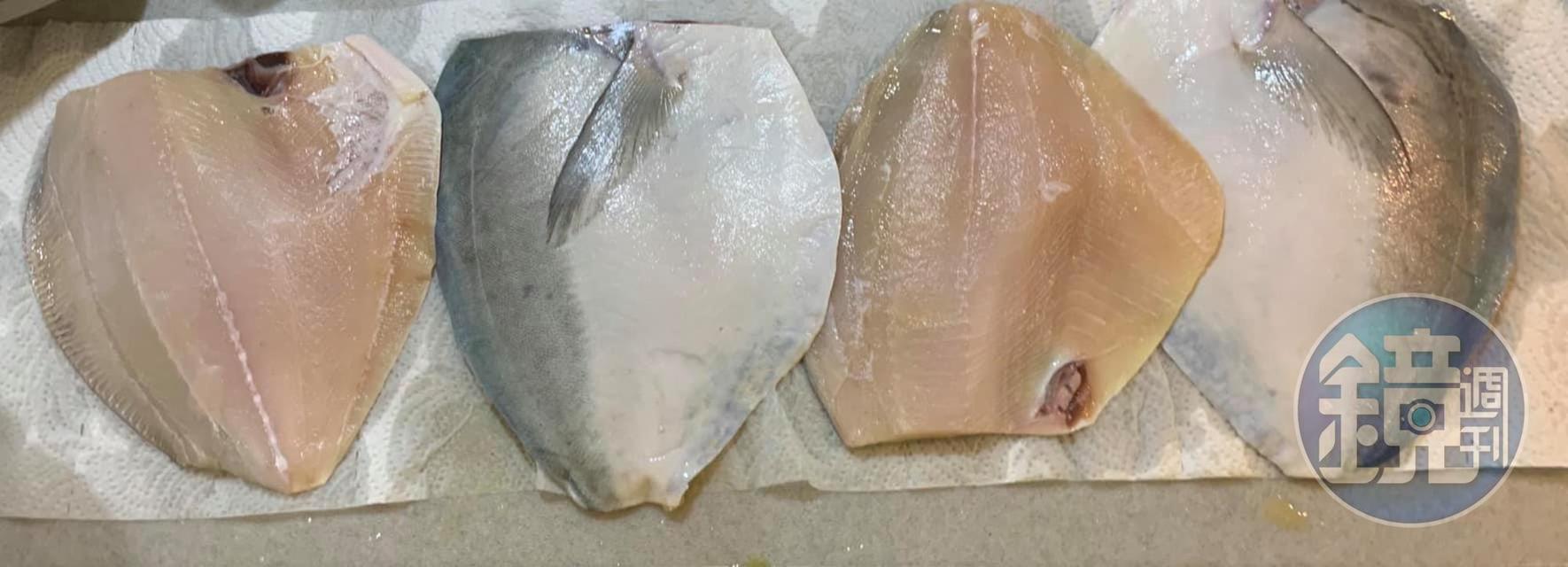 準備白鯧2尾，各取下2大片肉。（魚骨可凍起來另外煮湯）