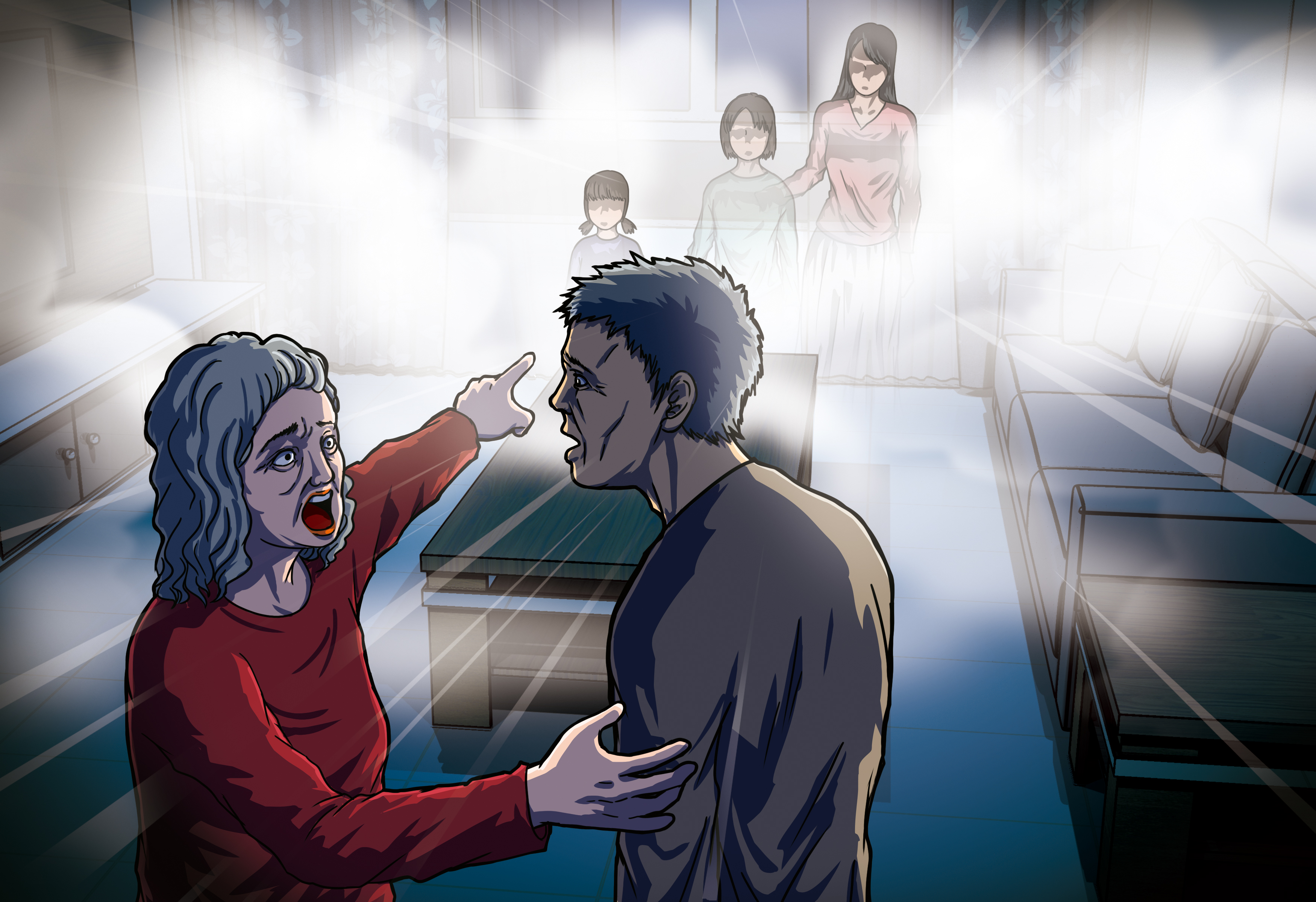 死者蔡女的父母表示，頭七當天看到女兒帶著2名外孫女現身。