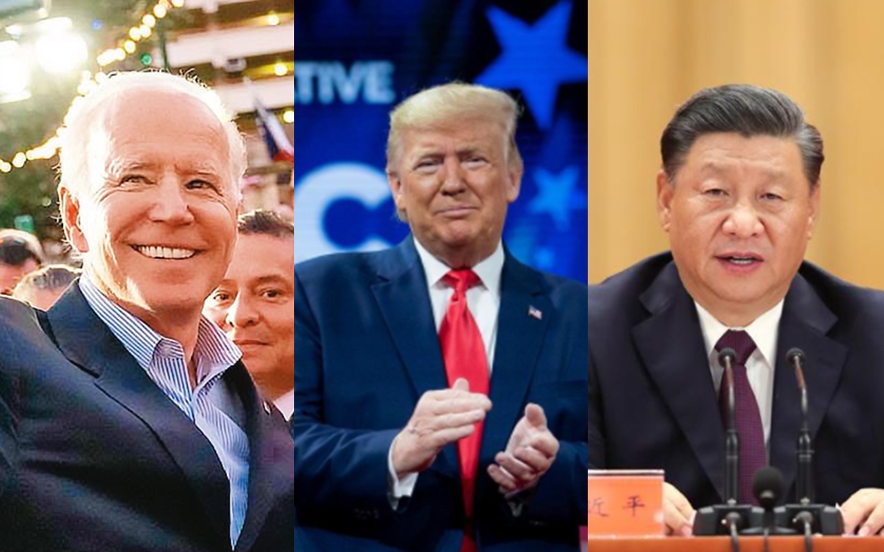 易經命理老師卜卦，指出川普的得票將大勝拜登。（翻攝拜登臉書、川普推特及中國中央人民政府官網）