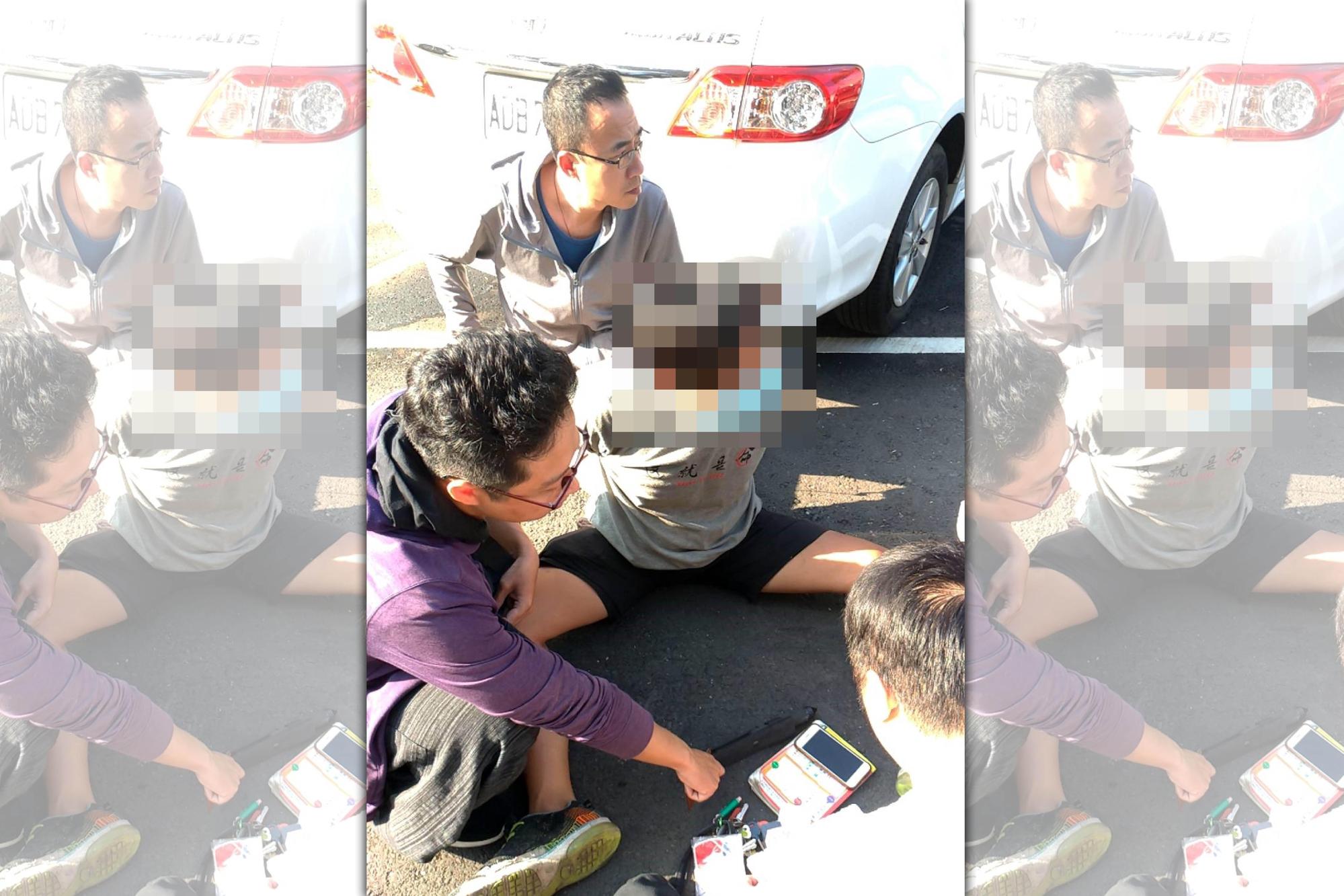 戴男行兇後騎腳踏車逃逸，警方在案發後7小時在鼓山將他逮獲。（翻攝畫面）
