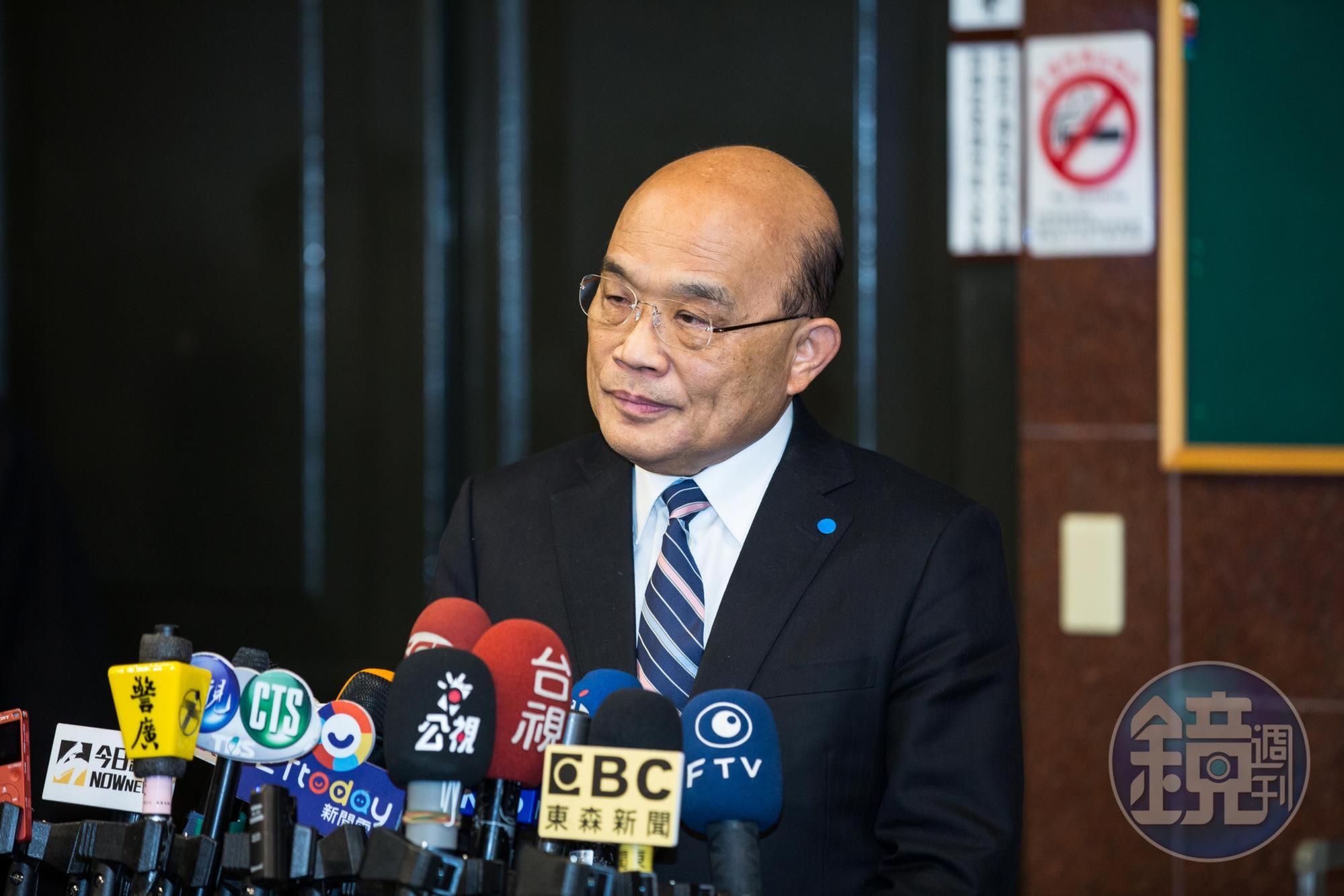 行政院長蘇貞昌又被問到選總統的問題，冷冷地表示「不會癢了，不用再搔了。」（本刊資料照）