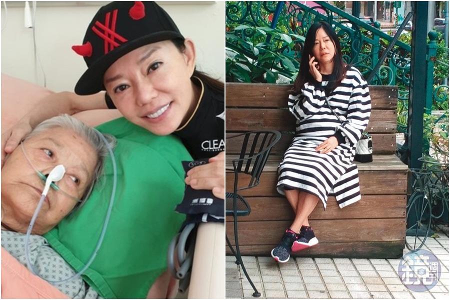 狄鶯87歲的媽媽19日不敵病魔辭世，狄鶯心情大受打擊；年4月本刊直擊狄鶯臃腫上街，就是因為擔心媽媽的病況瘋狂大吃導致。（左圖翻攝自狄鶯臉書）
