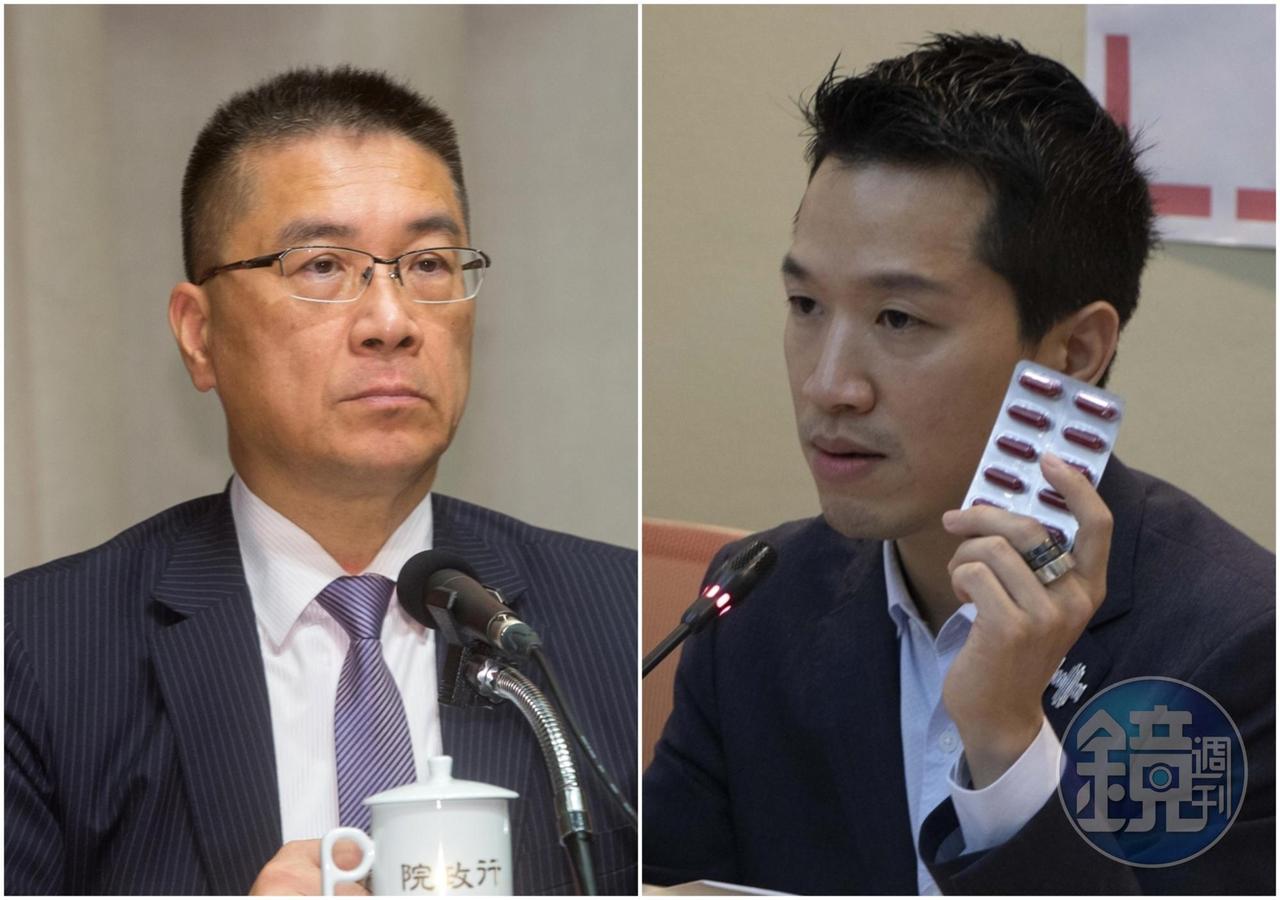民進黨立委何志偉（右）今早開記者會時，脫口要內政部長徐國勇（左）下台。（何志偉國會辦公室提供／本刊資料照）