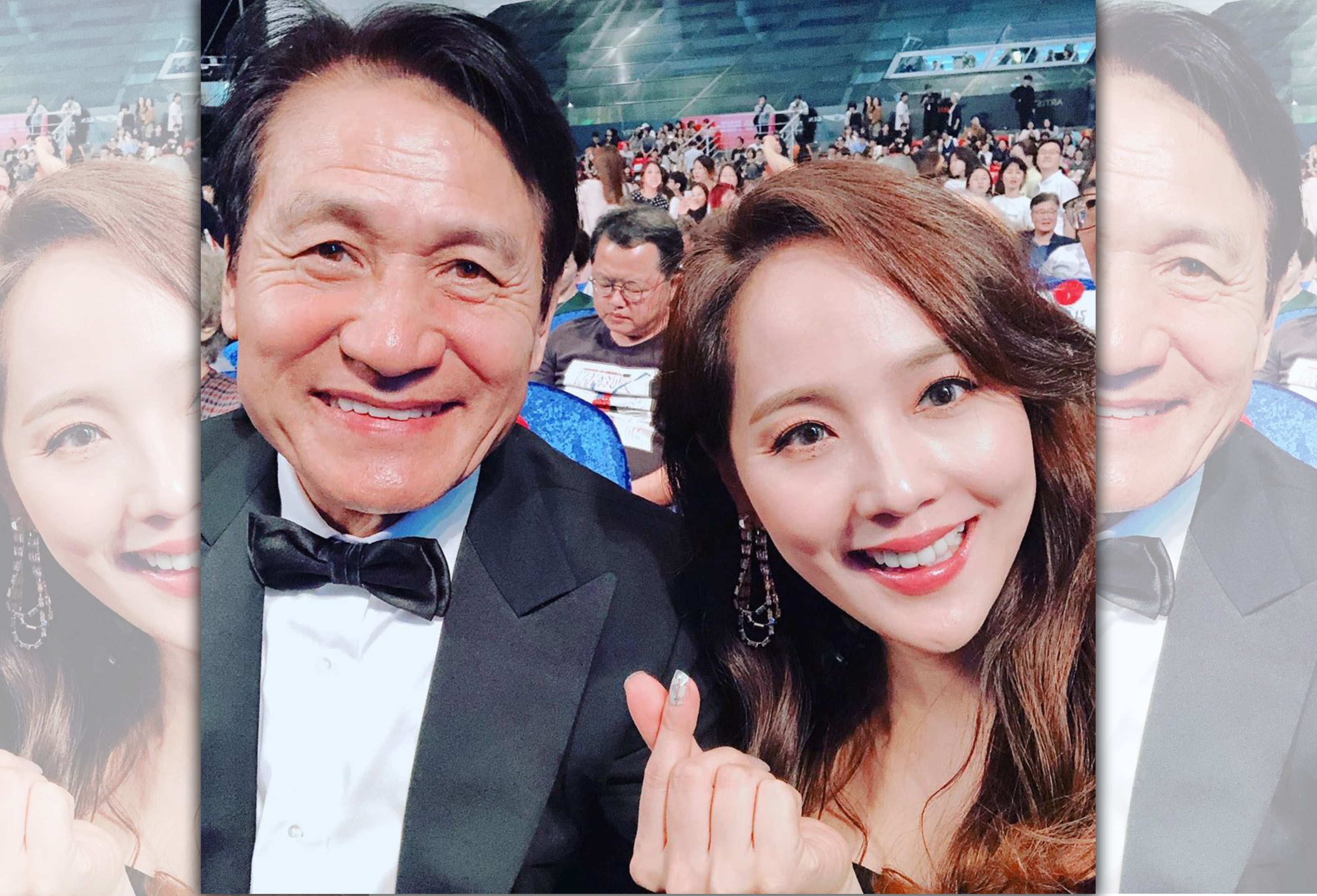 韓國國民影帝安聖基（左）昨驚傳身體不適住院，與他合演新片《紙花》的柳真也傳訊關心。（翻攝自柳真Instagram）