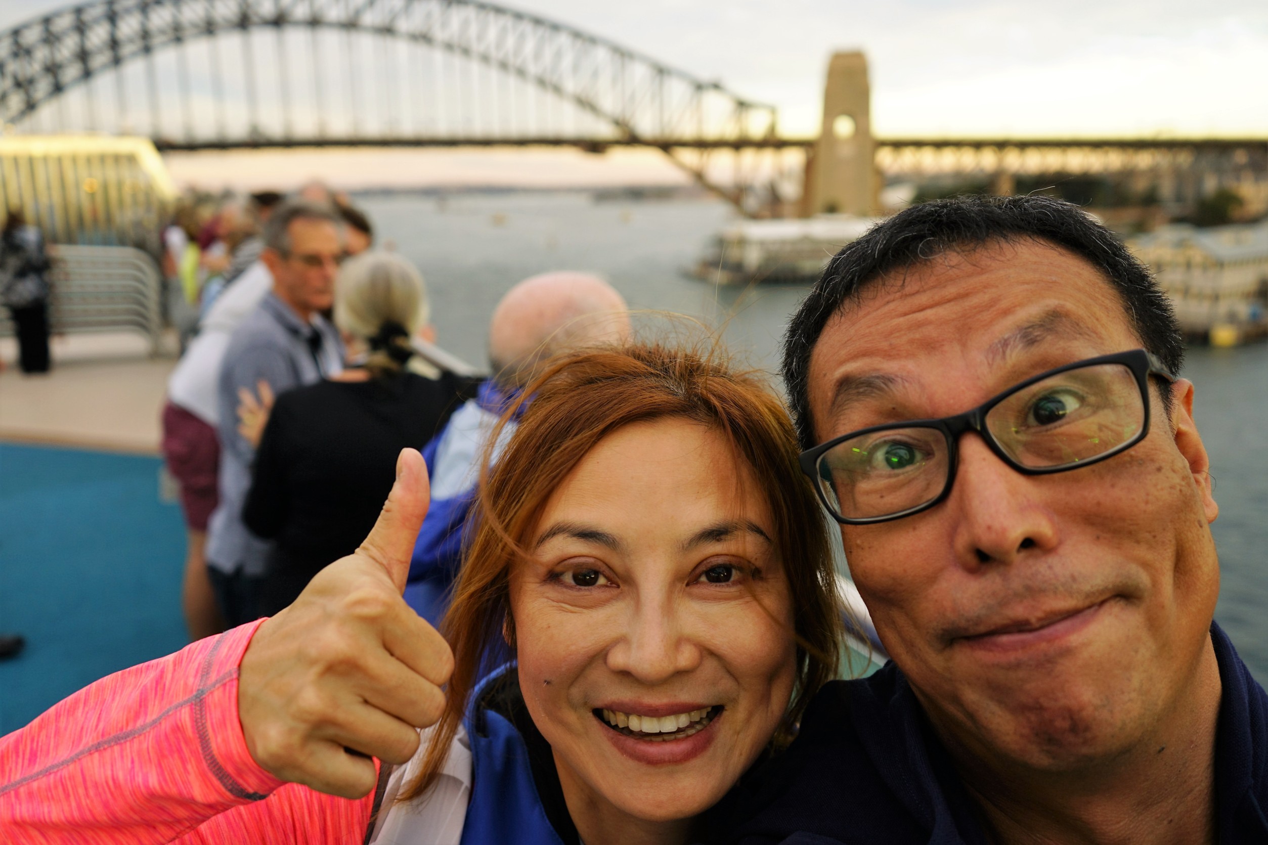 田臨斌（右）退休後和太太Olivia（左）一起四處旅行。（田臨斌提供）。