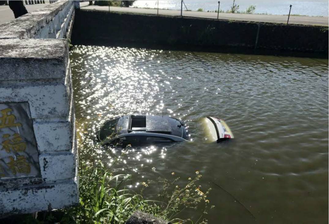 詐保集團成員以失速撞毀、掉入魚塭、失竊等方式詐保4000萬元得逞。（警方提供）