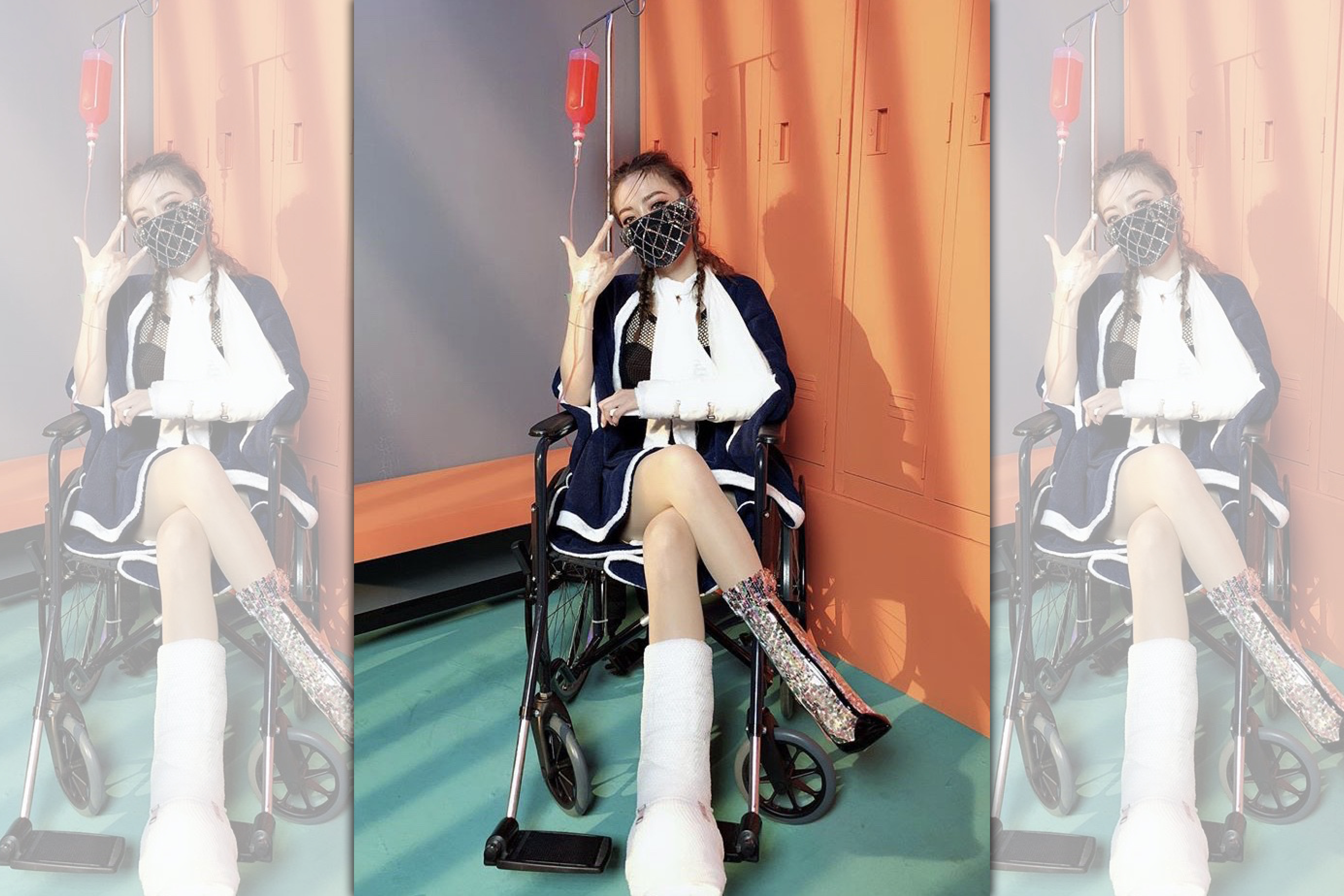 謝金燕上傳一張坐在輪椅上的照片，表達自己的不滿，卻讓粉絲擔憂。（翻攝自謝金燕IG）