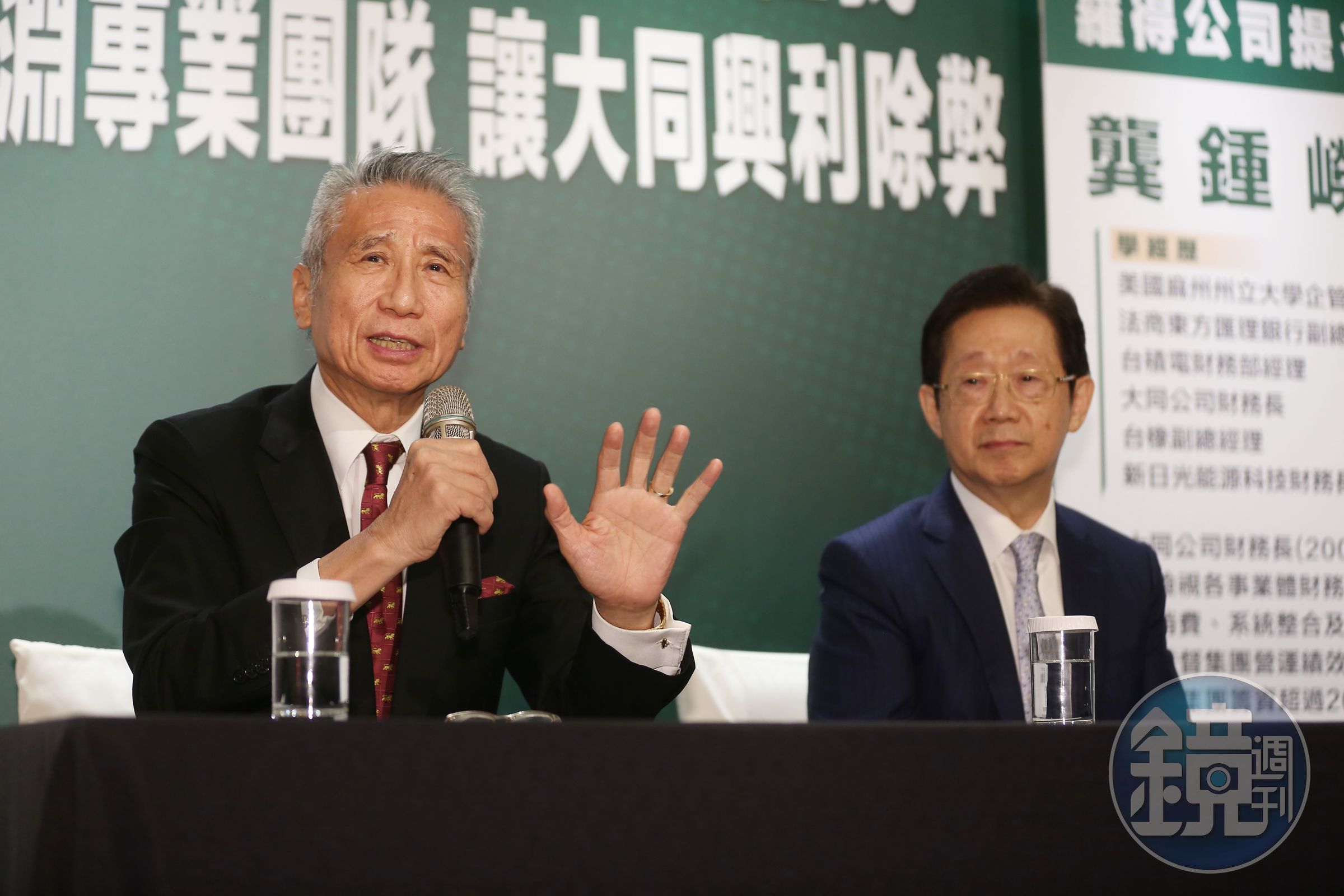 王光祥（左）過去為了拿下大同經營權，透過林文淵（右）的人脈引進新金主奧援，未料兩股勢力目前對人事布局各持己見。