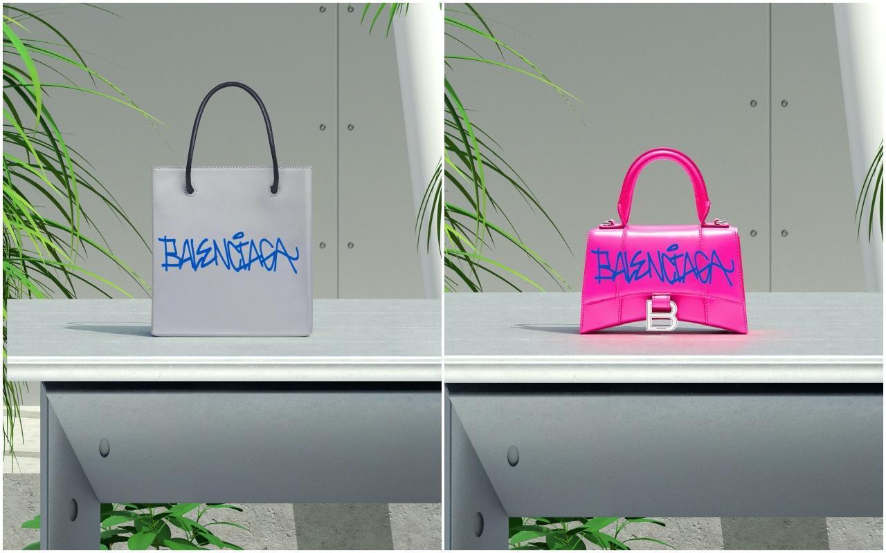 BALENCIAGA推出塗鴉包款訂製活動,僅限沙漏包、購物袋2種包型。(BALENCIAGA提供)