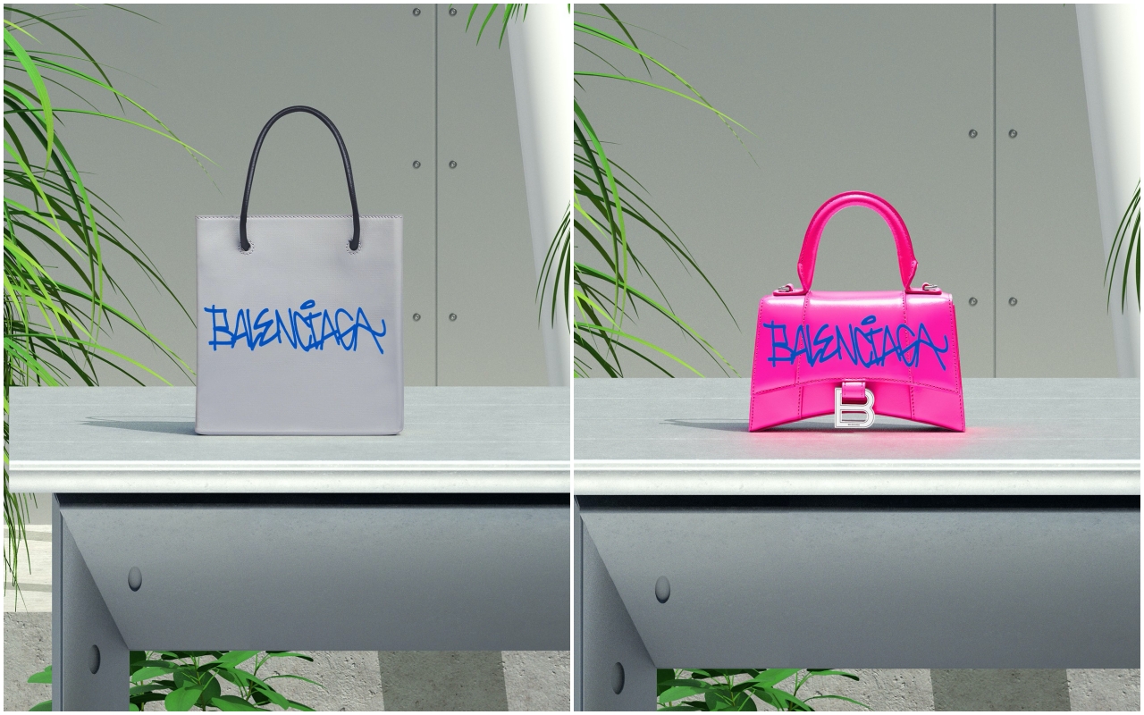 BALENCIAGA推出塗鴉包款訂製活動，僅限沙漏包、購物袋2種包型。（BALENCIAGA提供）