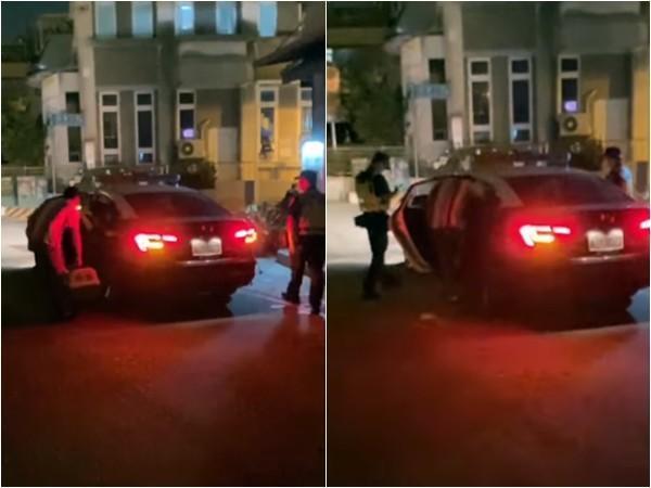 台中某大學男大生涉嫌虐貓20秒，被網友發現拎著貓籠，準備上警車。（翻攝自「翻攝貓咪也瘋狂俱樂部」臉書社團）