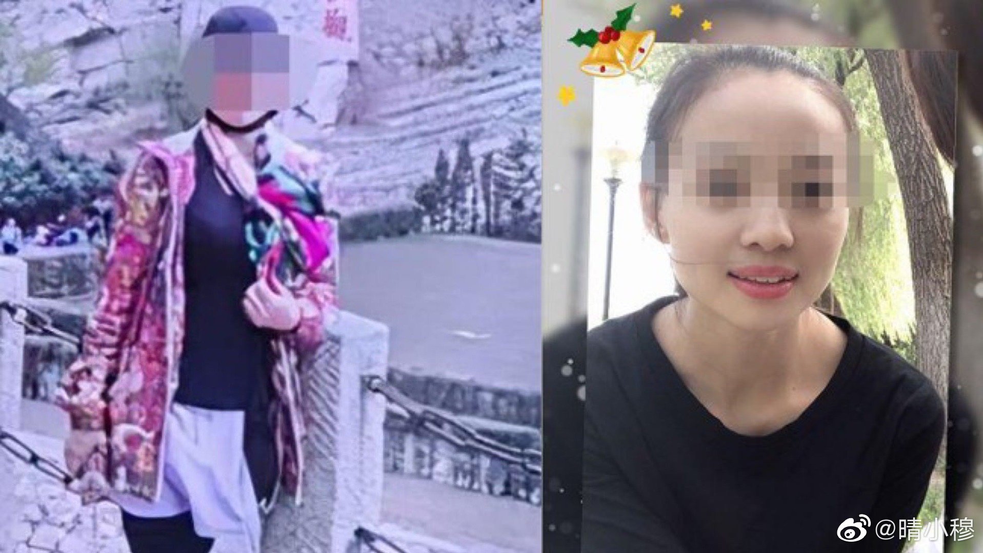 31歲的王女（右）指控52歲喬女（左）勾引「老公」，破壞她的家庭。（翻攝自晴小穆微博）