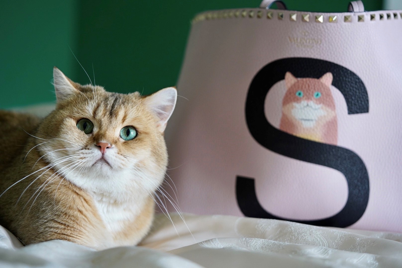 Valentino Garavani找來藝術家Riccardo Cusimano打造獨一無二的萌寵畫像，讓妳每天可以背著寵物出門。（Valentino Garavani提供）